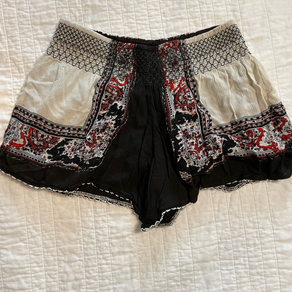 Free People Black and Red High Waist Shorts